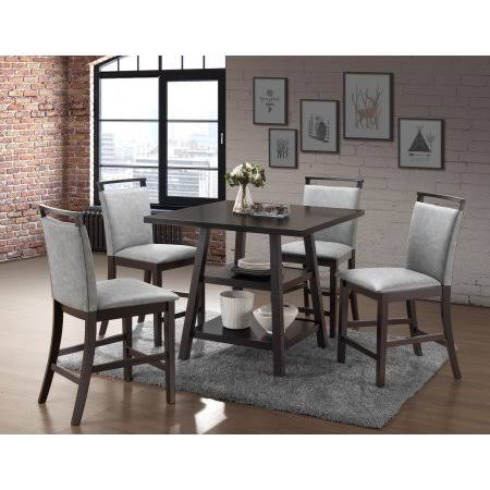 Cappuccino Wood Counter Height Dining Table with Storage Shelves Z903
