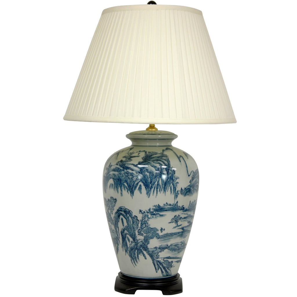 Blue and White Chinese Landscape Lamp O905