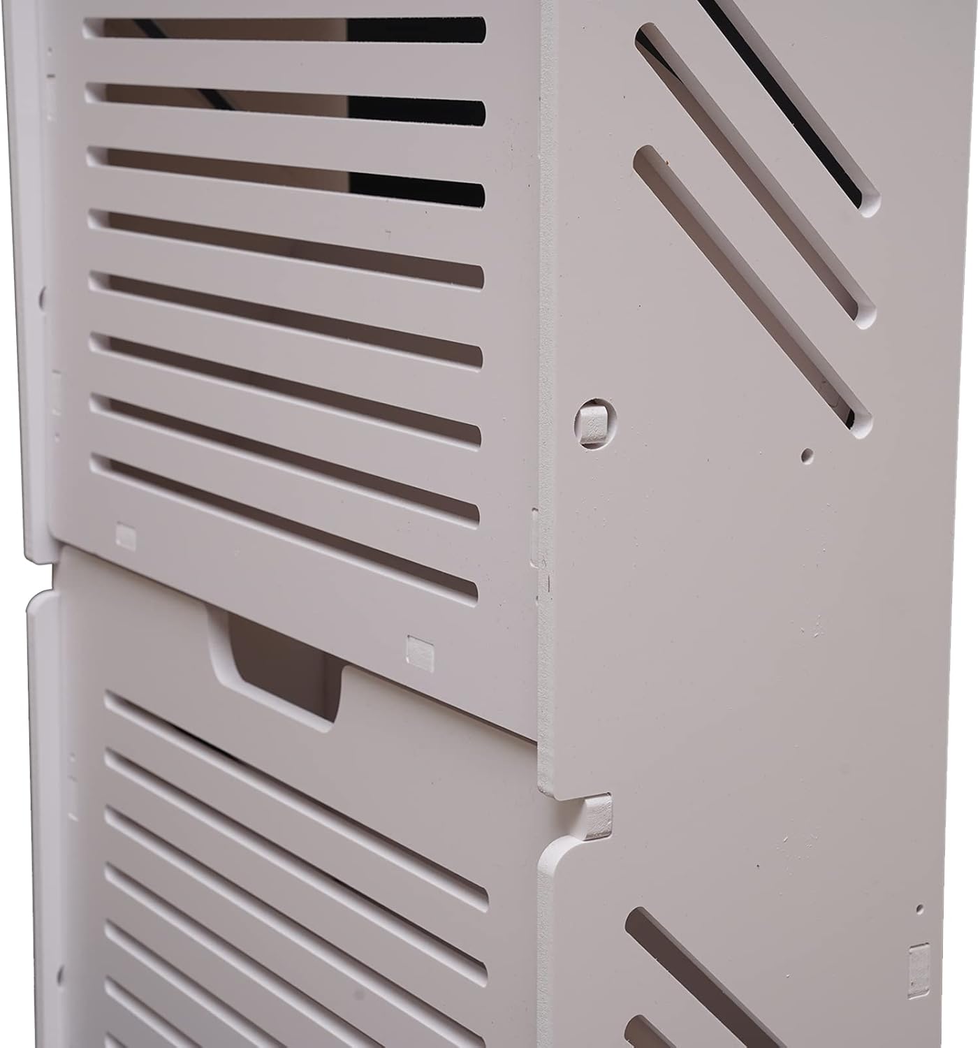 White 2 Tier Narrow Shoe Cabinet I588737