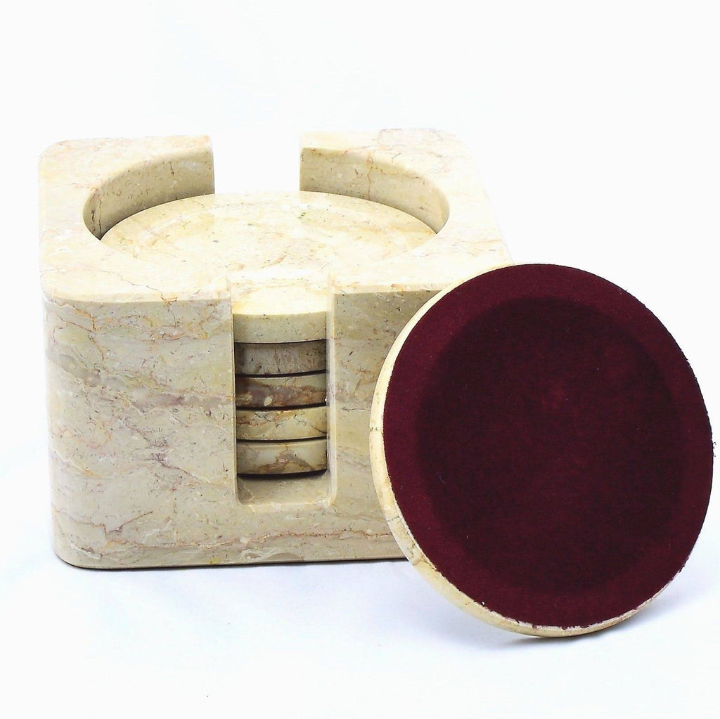 Sahara Beige Coasters with Square Holder (Set of 6) T39898