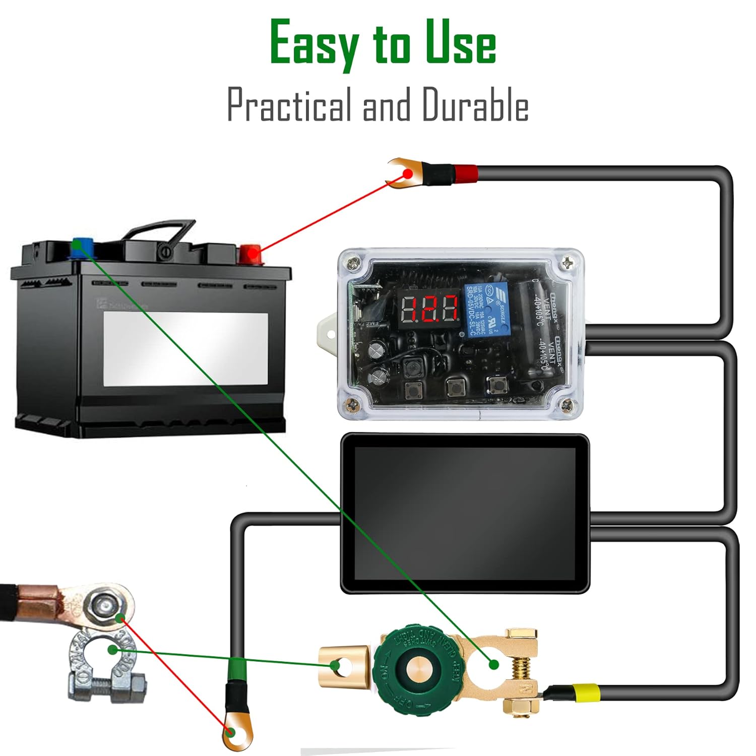 12V Battery Disconnect Switch with LED Digital Voltmeter Display Dual Wireless Control C283