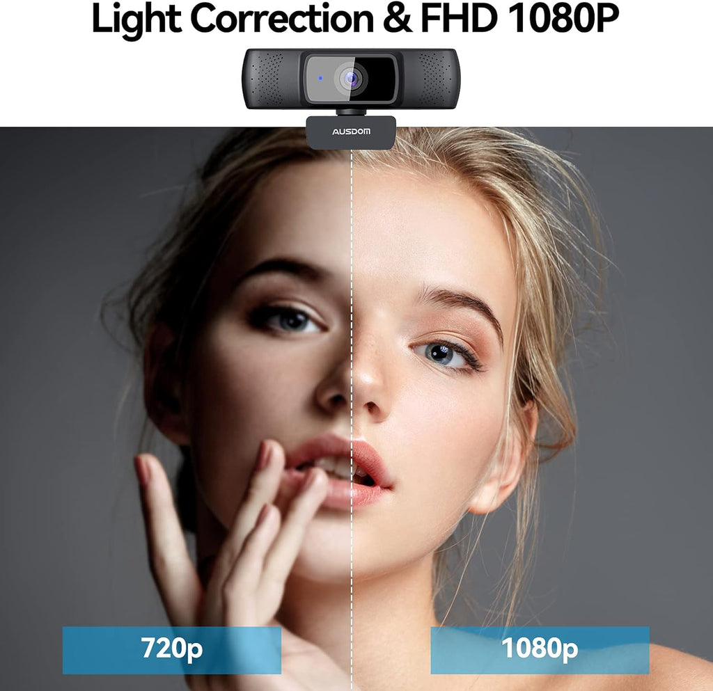 1080P Webcam with Privacy Cover, Dual Noise Reduction Microphones, 90° Wide-Angle View M401