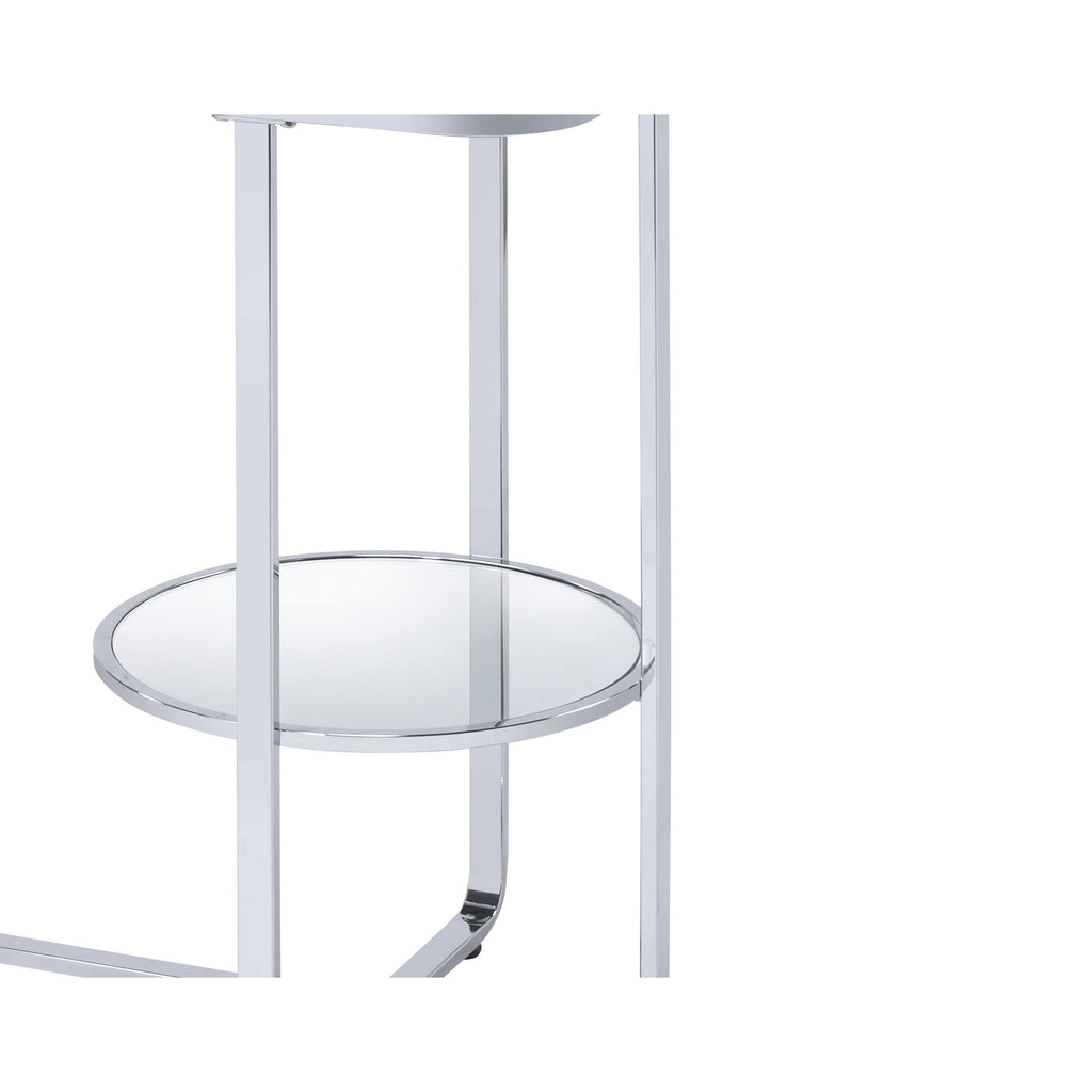 Silver Metal Sofa Table with Glass Top Q4343