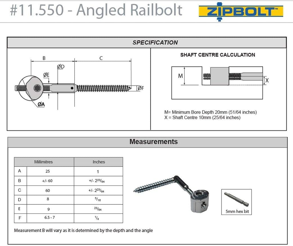 Angled Railbolt Connector 5 Pack I862309