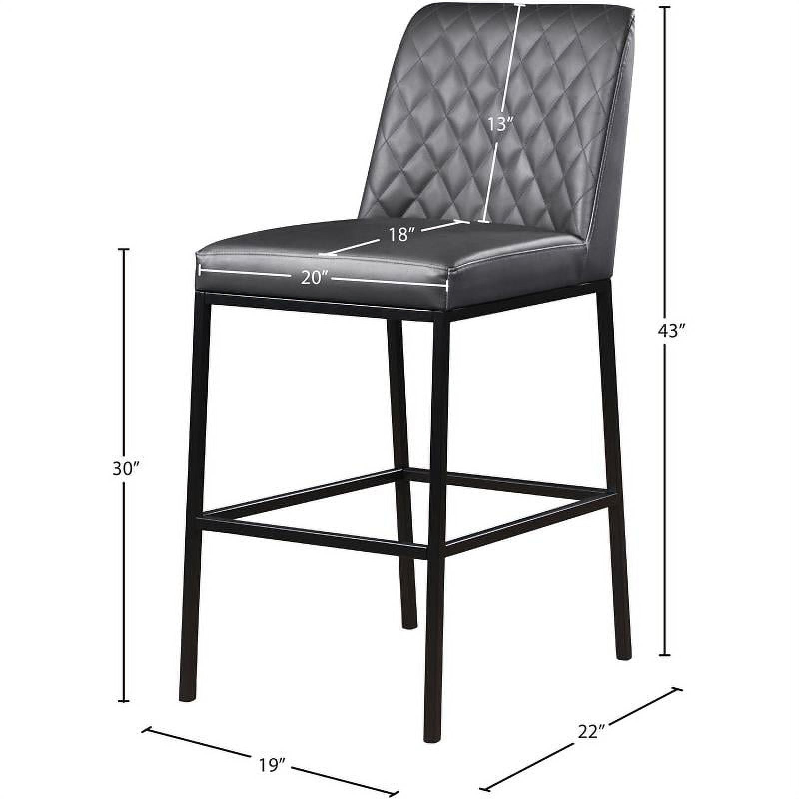 Quilted Gray Vegan Leather Stool Set of 2 C689