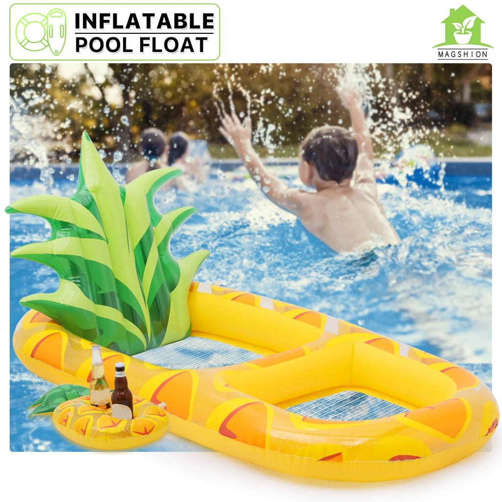3-in-1 Pineapple Inflatable Pool Floats with Drink Holder, Yellow R104