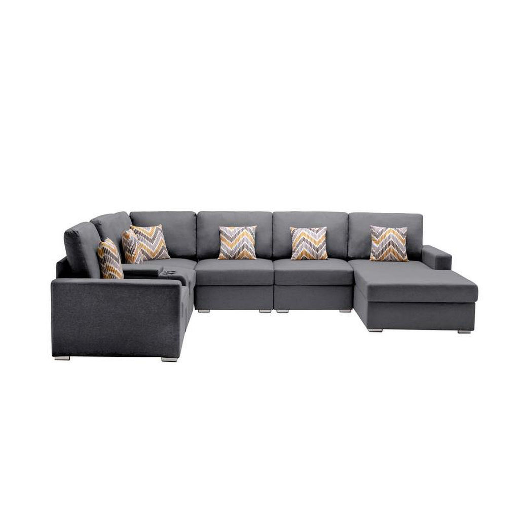 Gray Fabric Reversible Sectional F6546