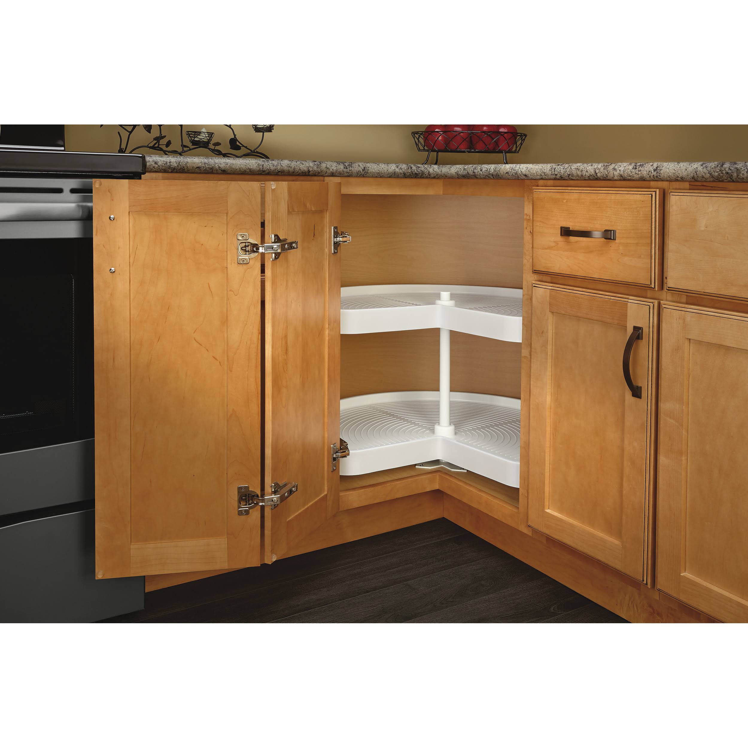 Almond Polymer Kidney Lazy Susan 2-Shelf C938