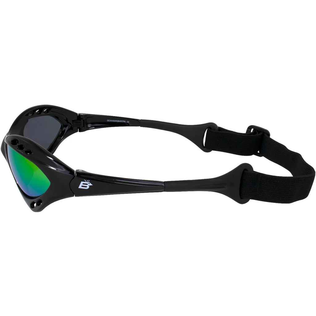 3 Pairs Padded Polarized Sunglasses with Strap Silver Frame with Smoke Lens and Black Frame with Pink and Green Mirror Lenses D8065