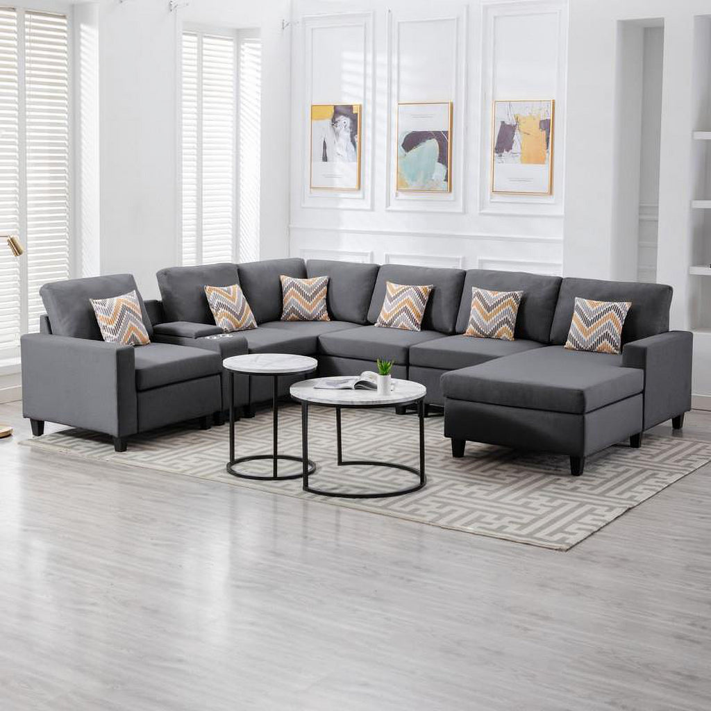 Gray Fabric Reversible Sectional F6546