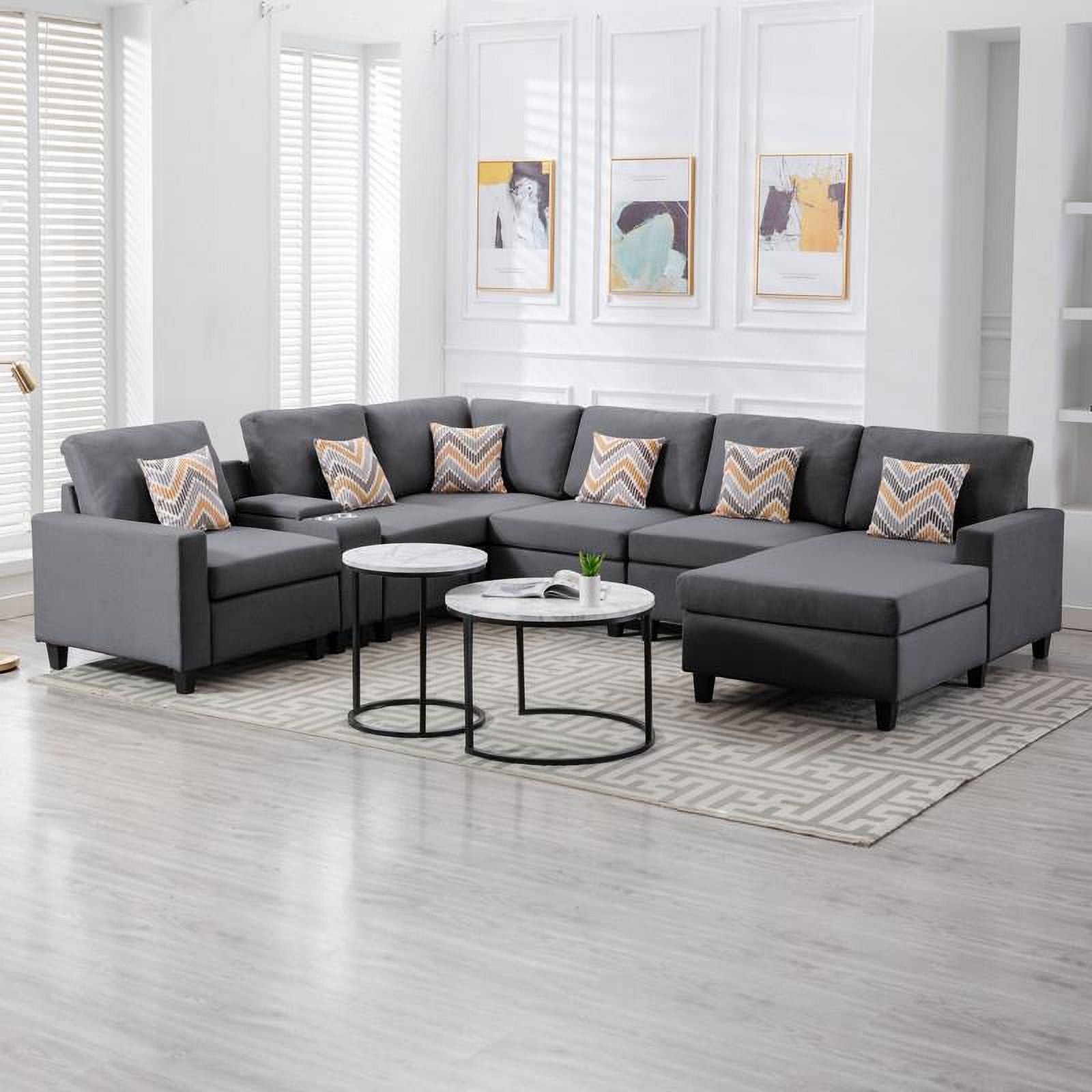 Gray Fabric Reversible Sectional F6546