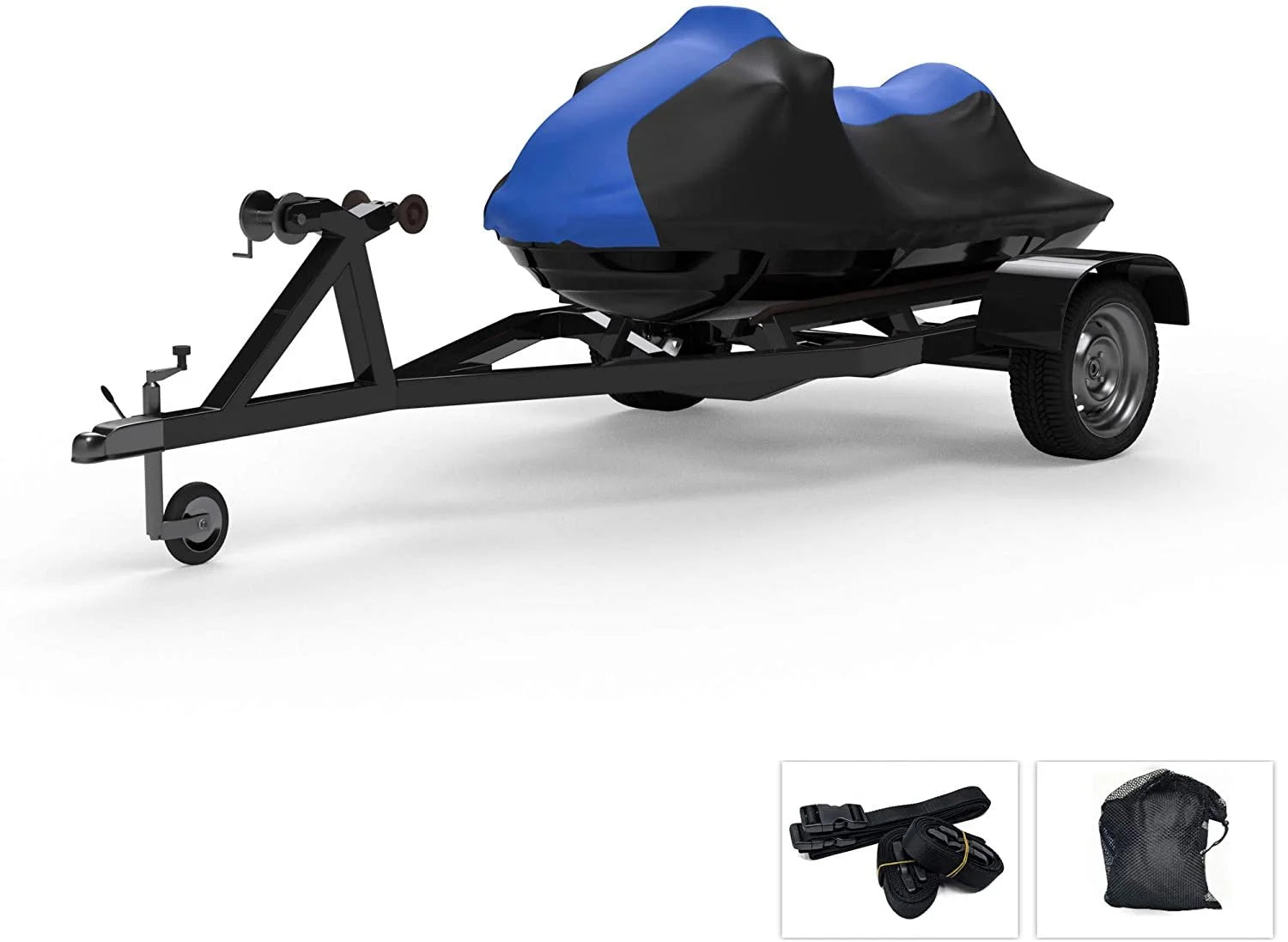 Blue/Black Jet Ski Cover with Trailer Straps and Storage Bag C416