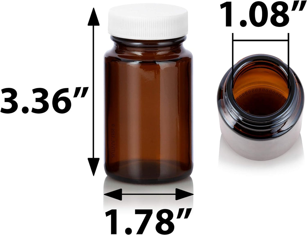 Amber Glass Wide Mouth Packer Bottle With White Ribbed Lid (6 Pack) N6521