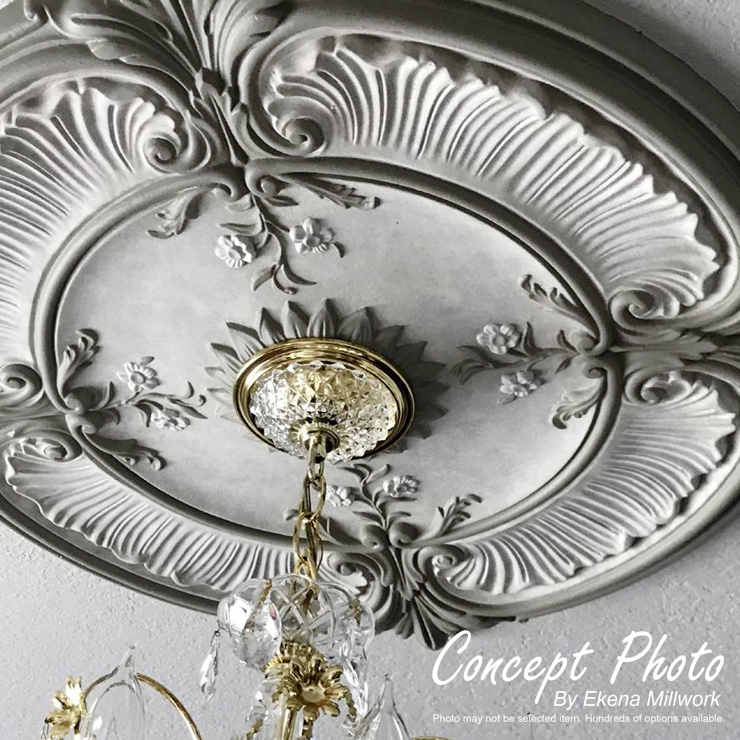22 1/8x22OD x 7 1/4x22ID x 1 3/4x22P Hand-Painted Clear Yellow Ceiling Medallion S71257