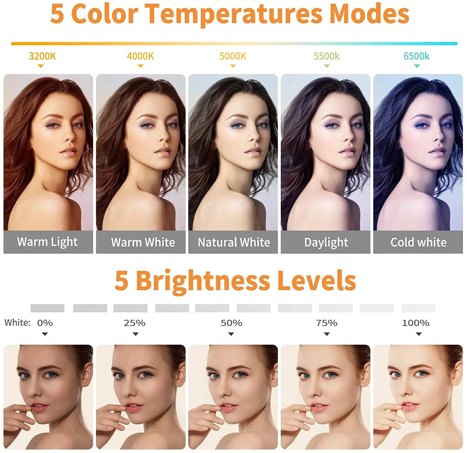 Ring Light Clip on Laptop Monitor with 5 Dimmable Color & 5 Brightness Level R137659