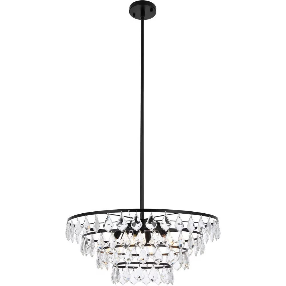 Black Finish 6 Light Pendant, 10 inches Tall and 24 inches Wide L963251