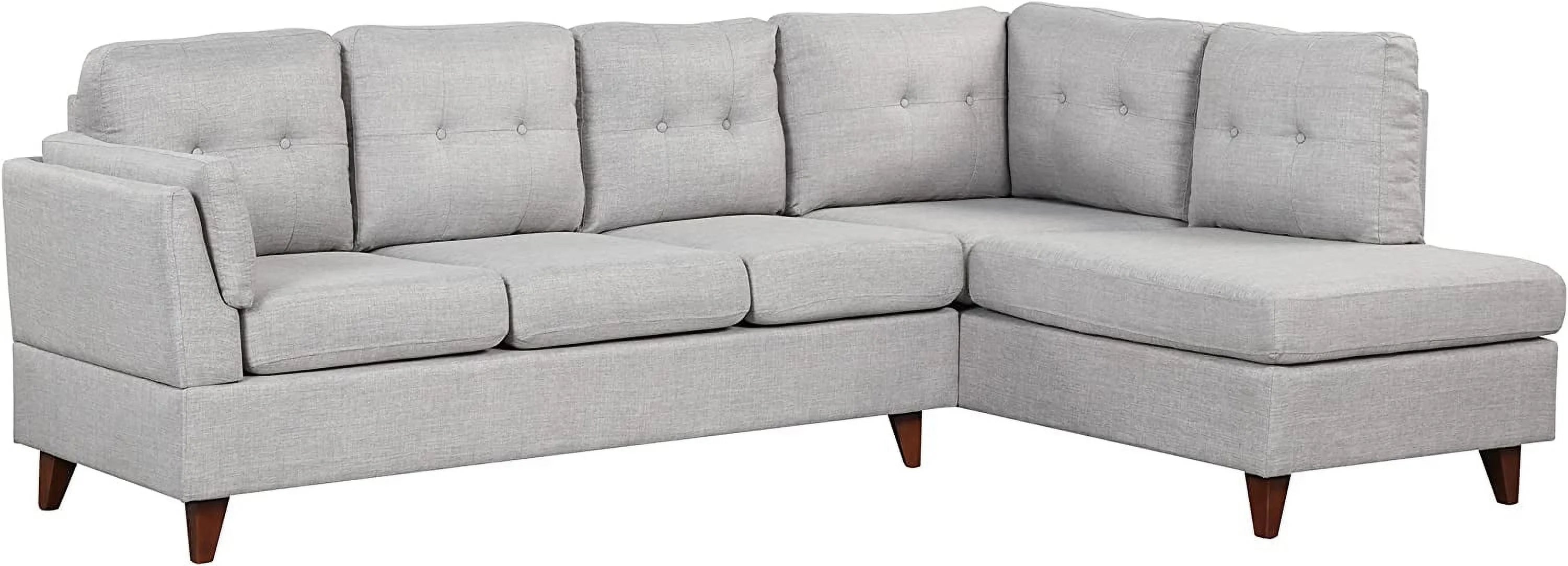 Gray Linen L-Shape Sectional Sofa with Chaise Lounge Q355