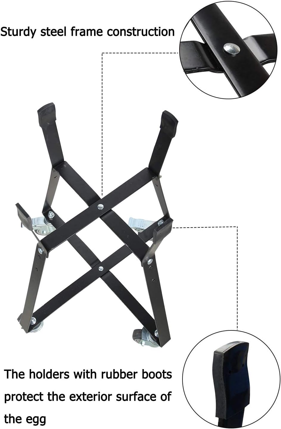 Rolling Cart with Heavy Duty Locking Caster Wheels Powder Coated Steel Q76447
