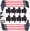 Square Ignition Coil UF271 With Spark Plug Wires (Pack of 8) O5206