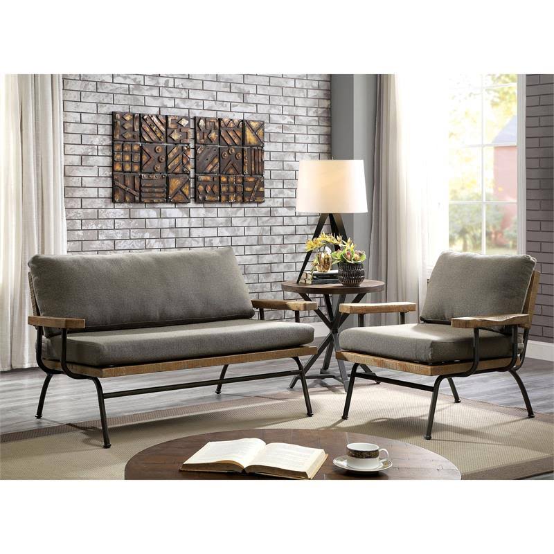 Rustic Metal Legs Accent Chair S14657