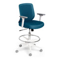 Slate Blue Drafting Chair with White Frame T6341