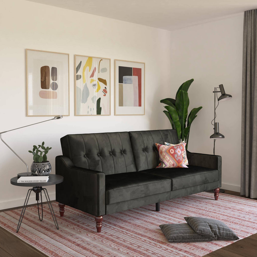 Black Coil Futon Convertible Sofa Bed S964