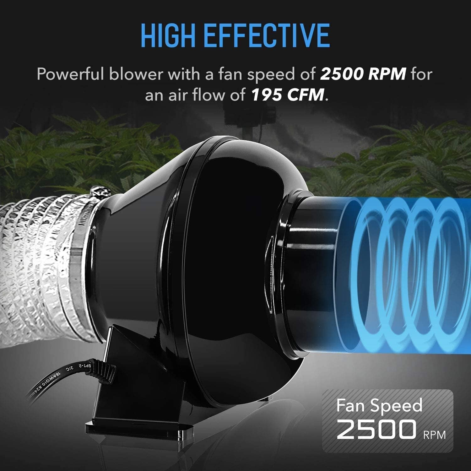 4 Inch 195 CFM Inline Fan with Carbon Filter and 8 Feet Ducting J66596