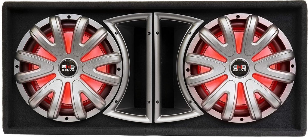 Dual 12-inch 1500W Loaded Ported Car Subwoofer with Multi-Color LED and Remote B232560