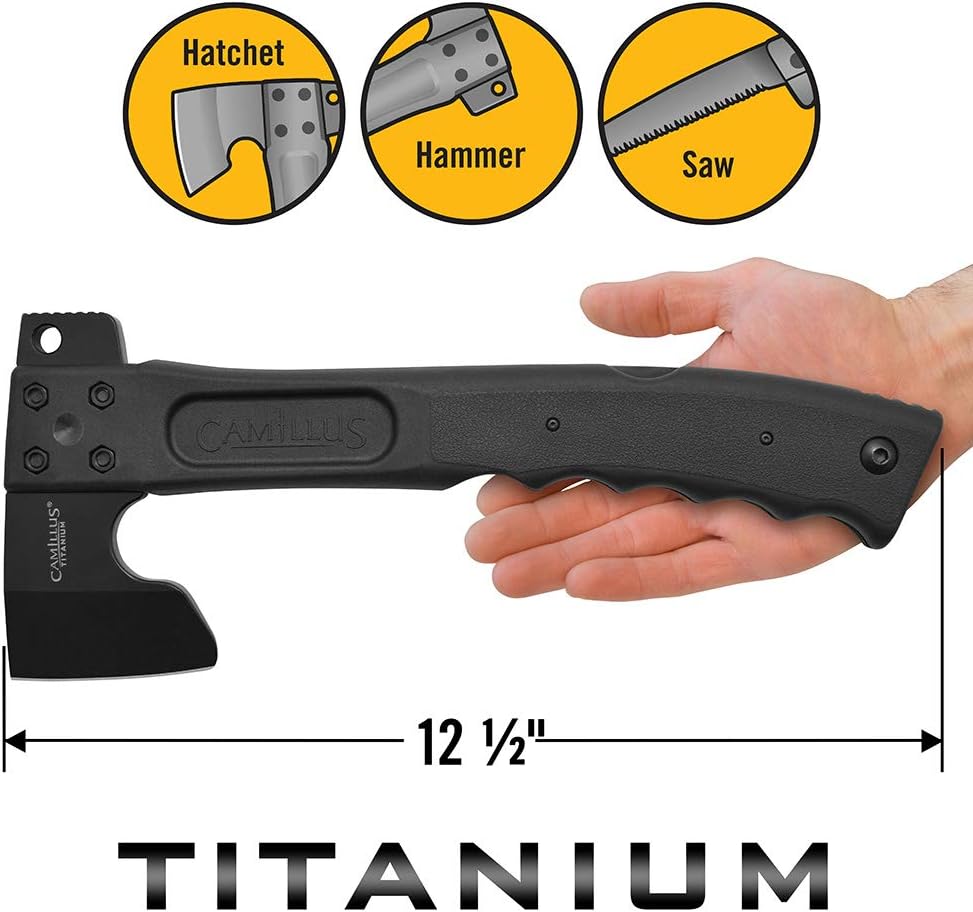 Black Hatchet with Folding Saw & Sheath C321