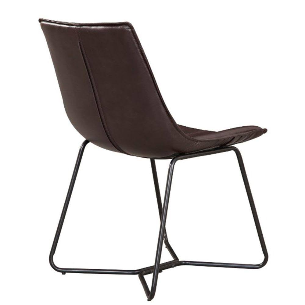 Dark Brown Bonded Leather Side Chairs Set of 2 R62678
