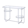 Silver Metal Sofa Table with Glass Top Q4343