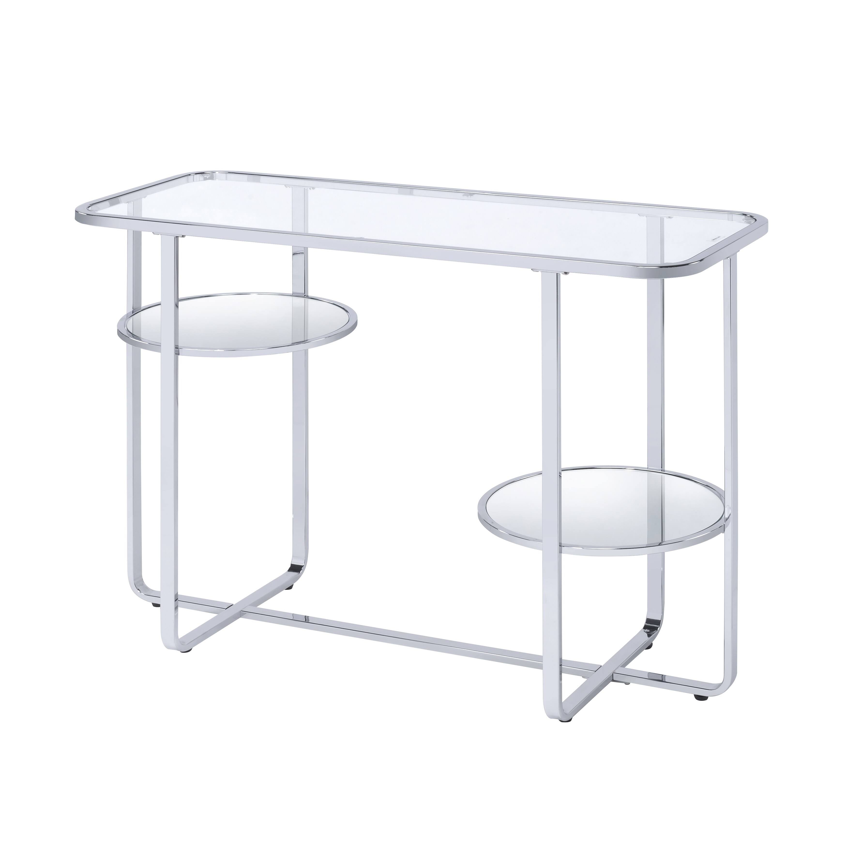 Silver Metal Sofa Table with Glass Top Q4343