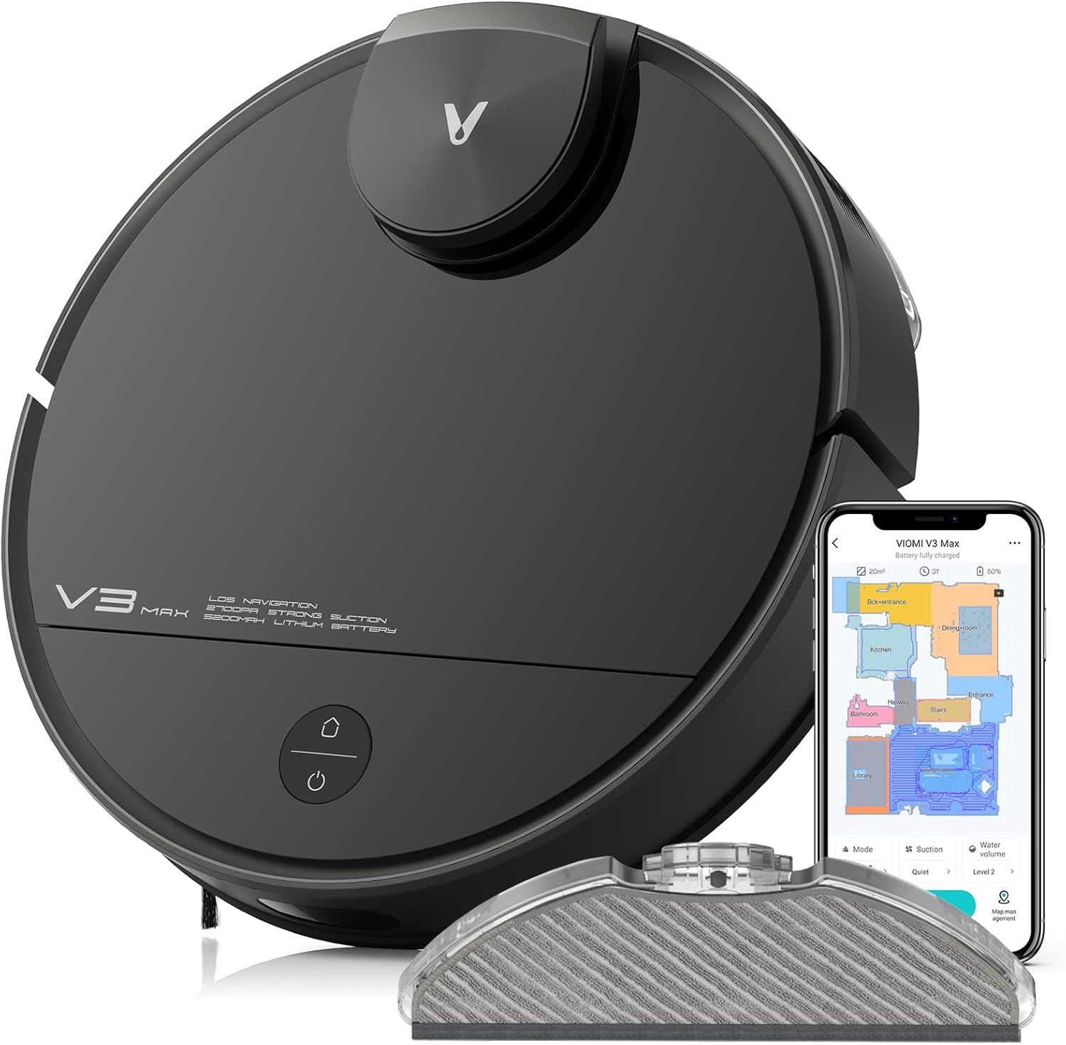 Robot Vacuum and Mop 2700Pa Lidar Navigation 300 Mins Runtime Y243