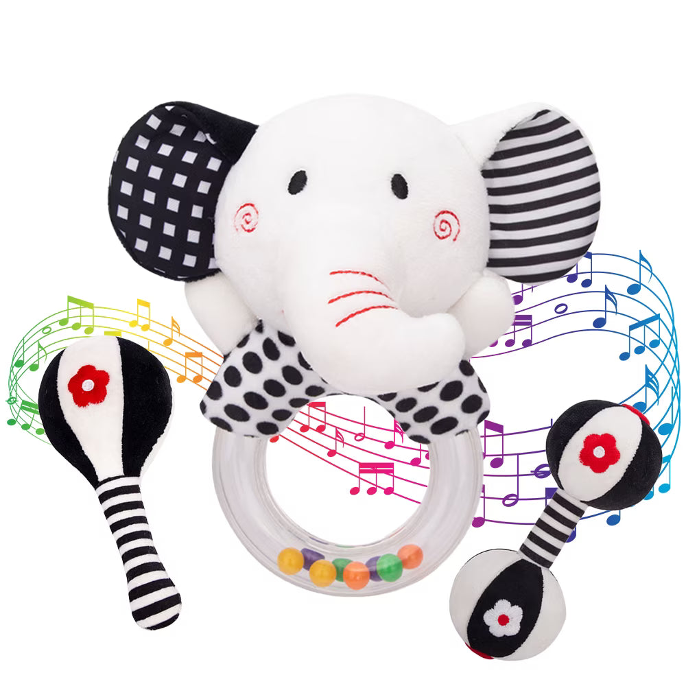 3Pcs Black & White Baby Rattles Set L68730