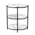 White and Matte Black Oval Wood Top Side Table C7721