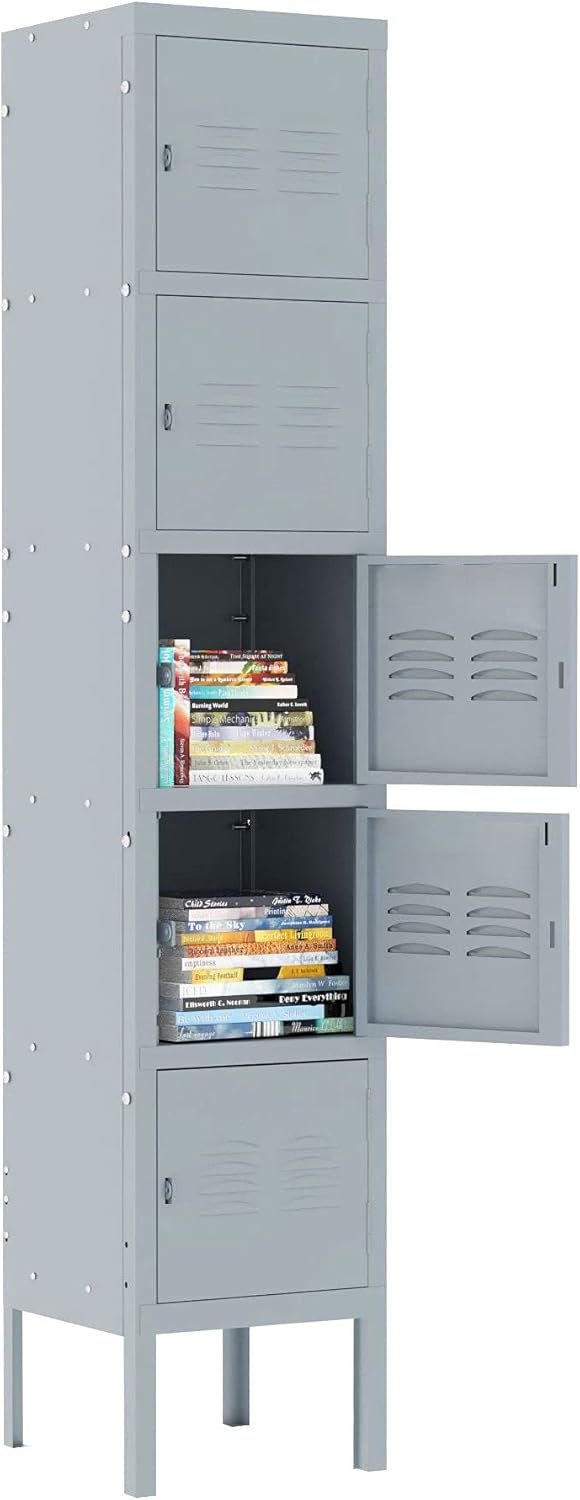 Metal Locker Cabinet with 5 Doors, 5 Tier Shelf I9170