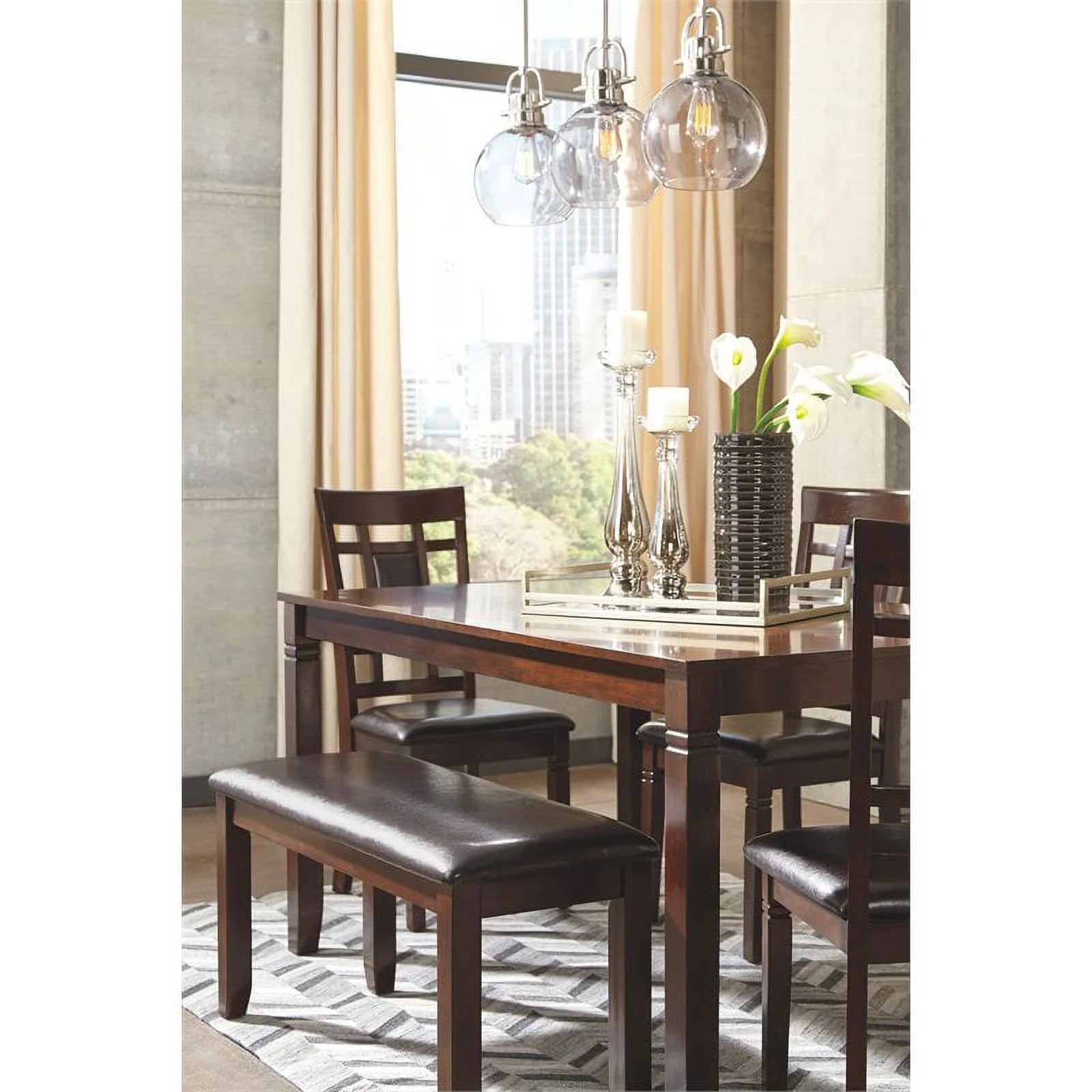6-Piece Engineered Wood Dining Set in Brown U58350