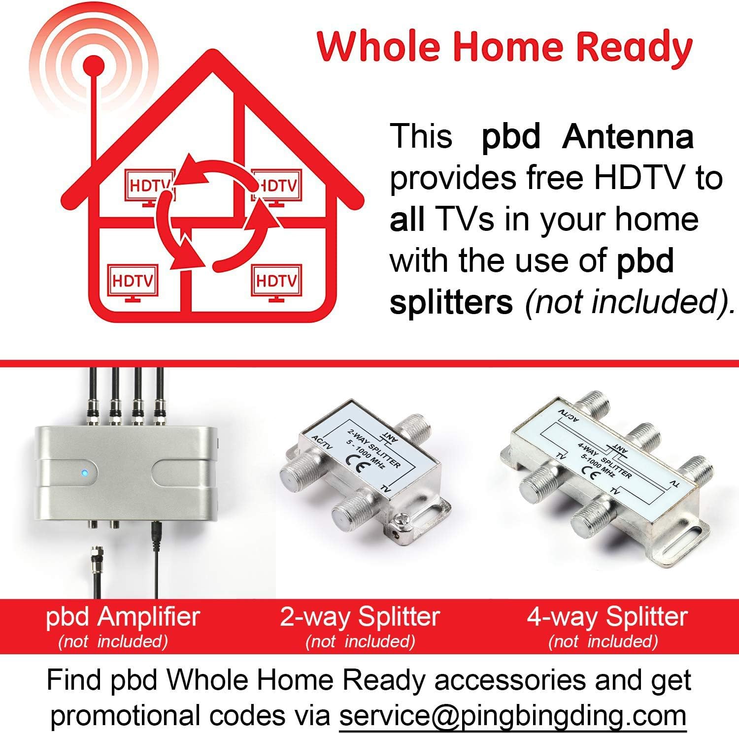 Outdoor TV Antenna with Mounting Pole and 50FT Coax Cable P549