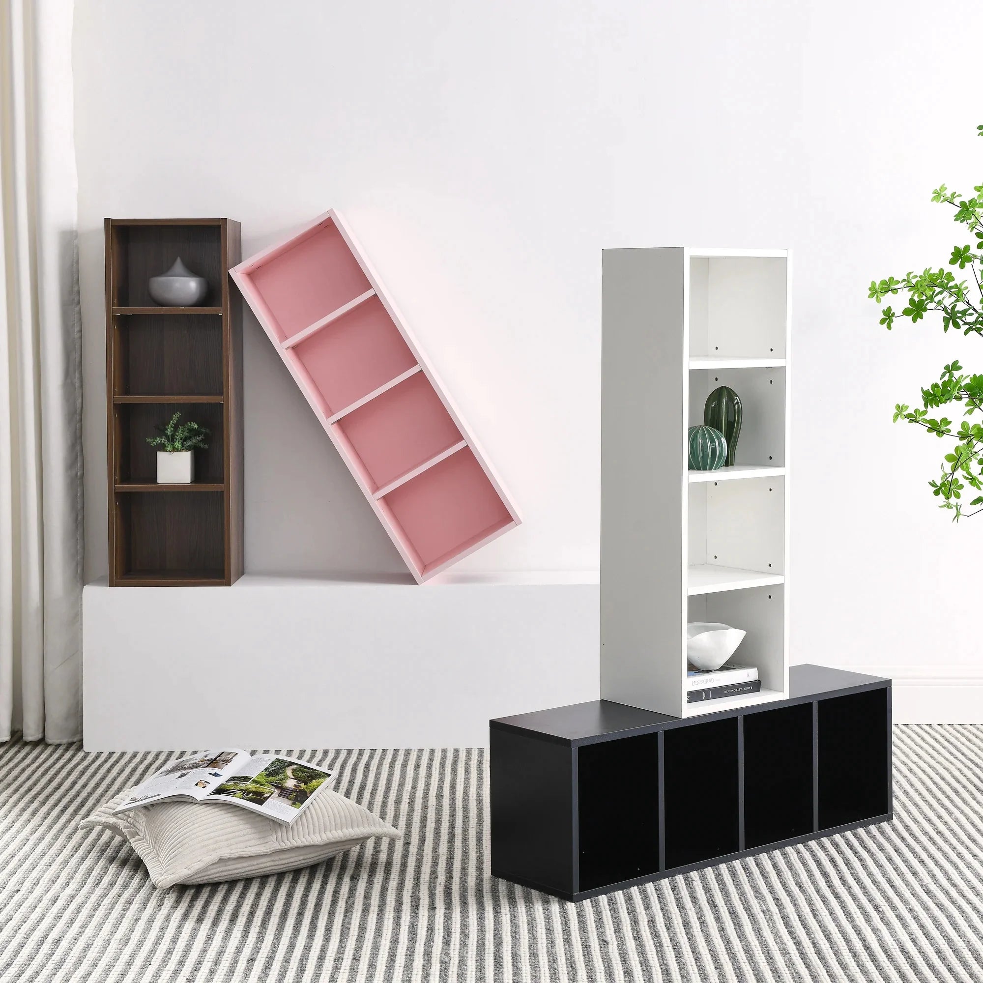 8-Tier Media Tower Rack Storage Cabinet with Adjustable Shelves N584603