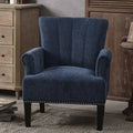 Navy Blue Polyester Tufted Accent Armchair with Solid Wood Legs X223627