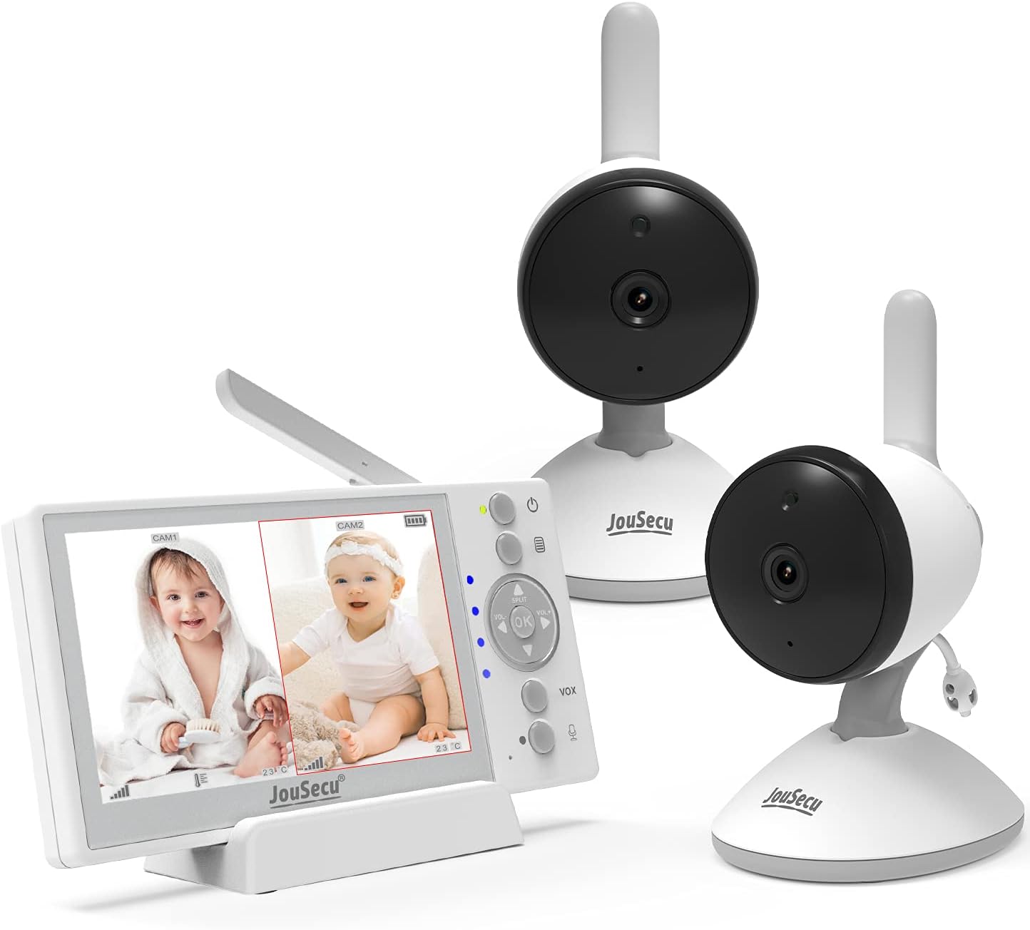 4.3 Inches LCD Split Screen Baby Monitor with 2 Camera H310609