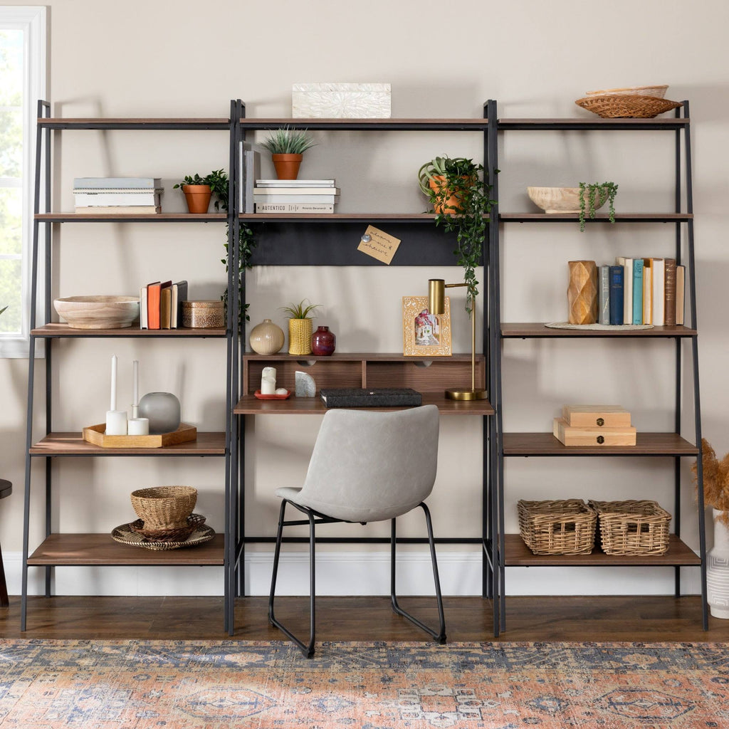 Mocha 3-Piece Desk and Shelf Set N661