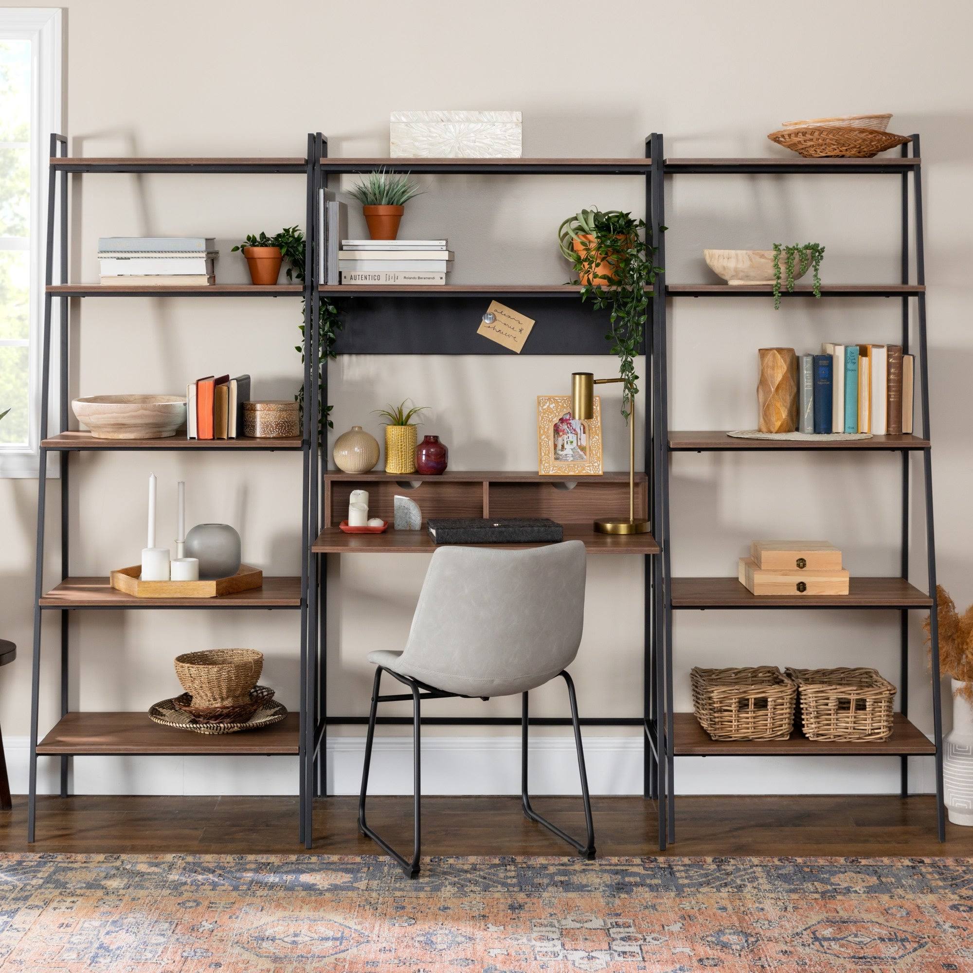 Mocha 3-Piece Desk and Shelf Set N661