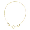 Diamond Enhancer Charm Necklace 925 Sterling Silver 14K Yellow Gold Plated Paperclip Chain Jewelry 18" Y392941