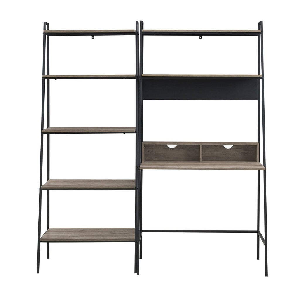 2-Piece Desk and Ladder Shelf Set - Rustic Oak N1091