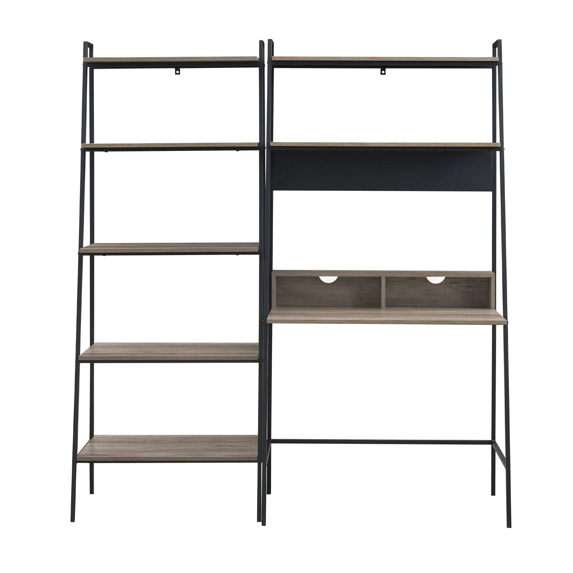 2-Piece Desk and Ladder Shelf Set - Rustic Oak N1091