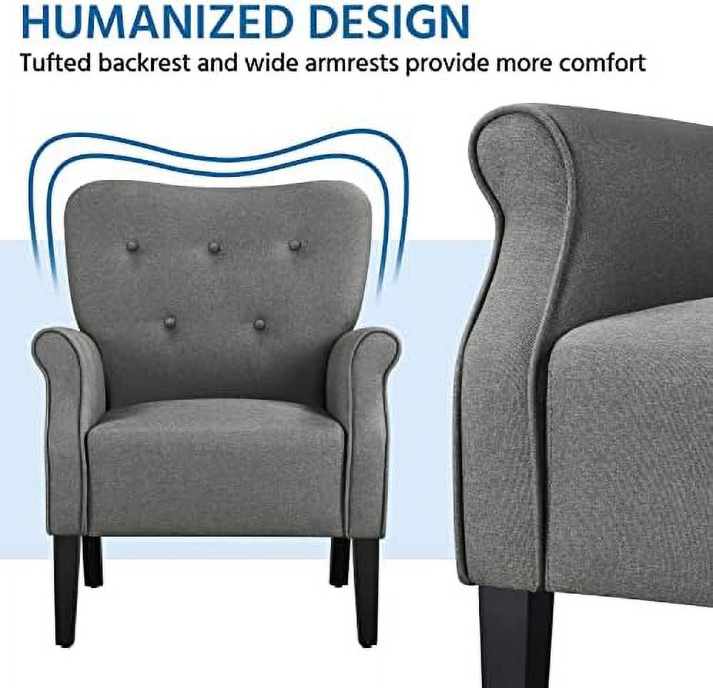 Mid Century PU Leather Accent Chair with Wood Legs and High Back V2828