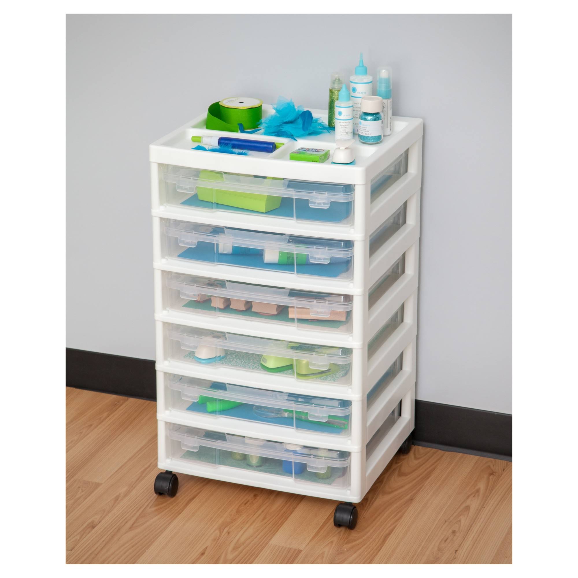 White Scrapbook Cart with Organizer Top X6238