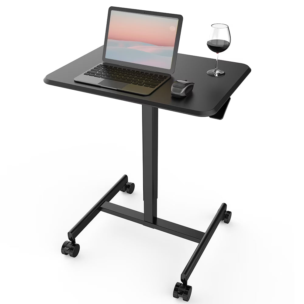 Black Height Adjustable Standing Desk with Lockable Wheels W7178