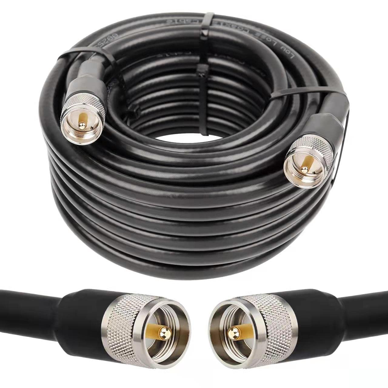 PL259 CB Coax Cable 50ft, RG8 UHF Male 50 Ohm Jumper Cable V736730